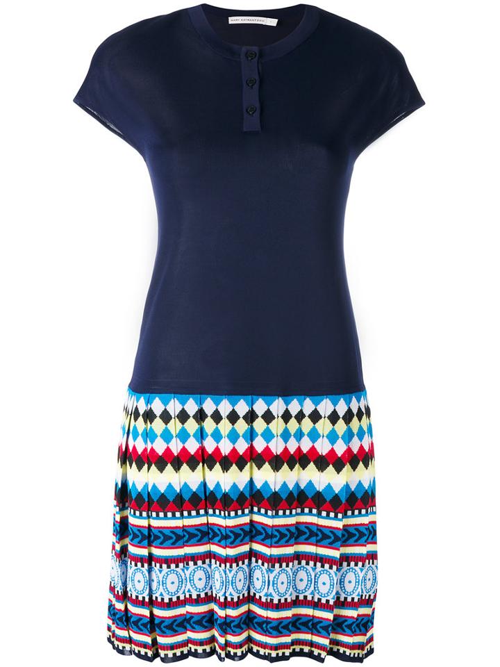 Mary Katrantzou - Pleated Polo Dress - Women - Viscose - S, Blue, Viscose
