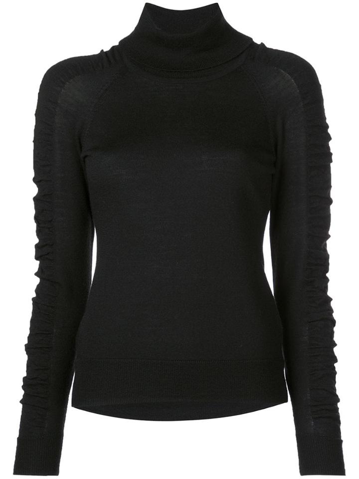 Milly Ruched Turtleneck Jumper - Black