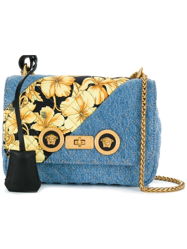 Versace Baroque Printed Denim Bag - Blue