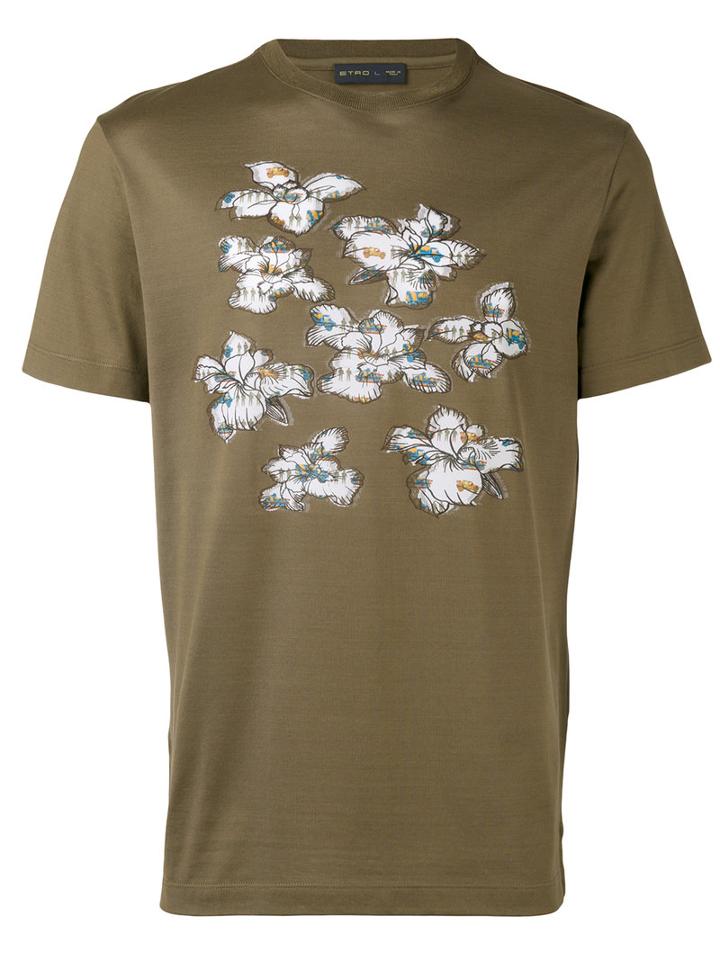 Etro - Floral Print T-shirt - Men - Cotton - L, Green, Cotton