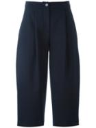 Erika Cavallini Front Pleat Cropped Trousers, Women's, Size: 44, Blue, Polyester/spandex/elastane/virgin Wool