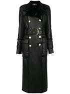 Balmain Double-breasted Belted Coat - Black