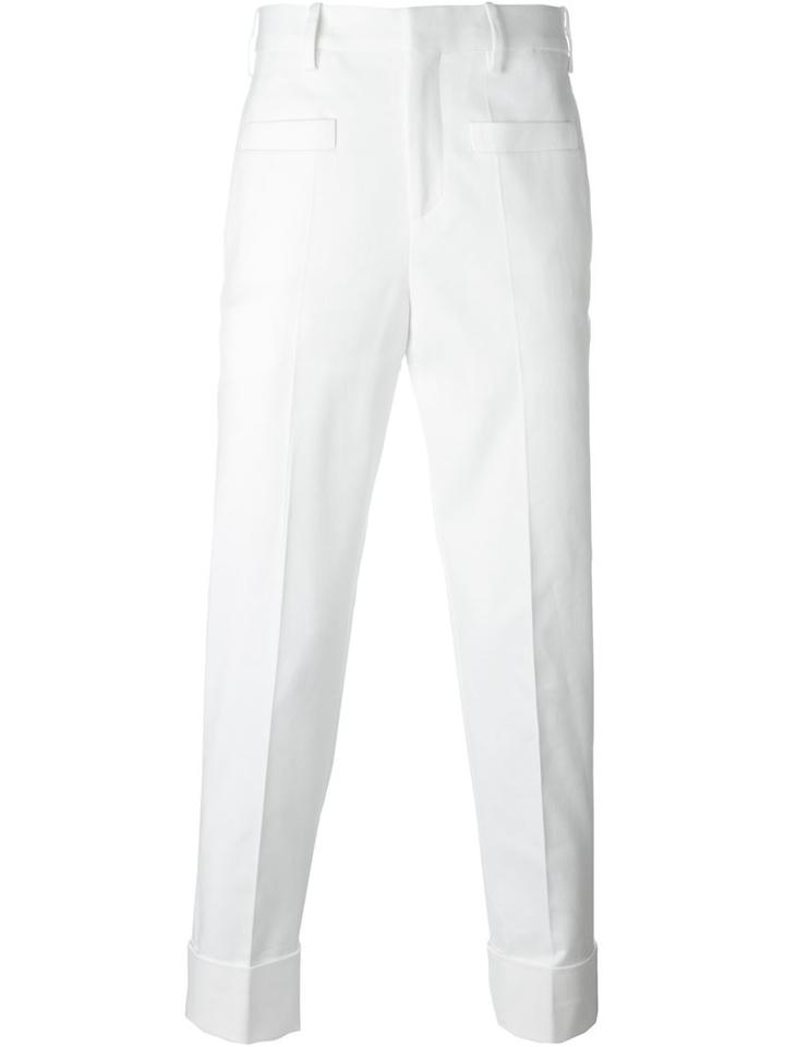 Neil Barrett Classic Tailored Trousers, Men's, Size: 52, White, Cotton/kapok/spandex/elastane
