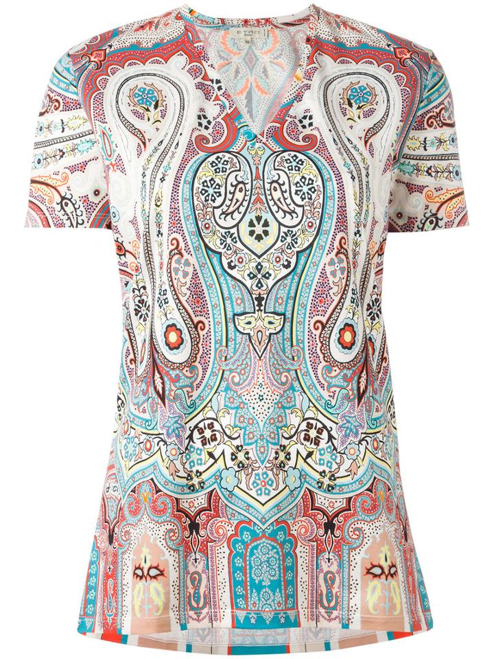 Etro Paisley Print V-neck Top, Women's, Size: 42, Cotton
