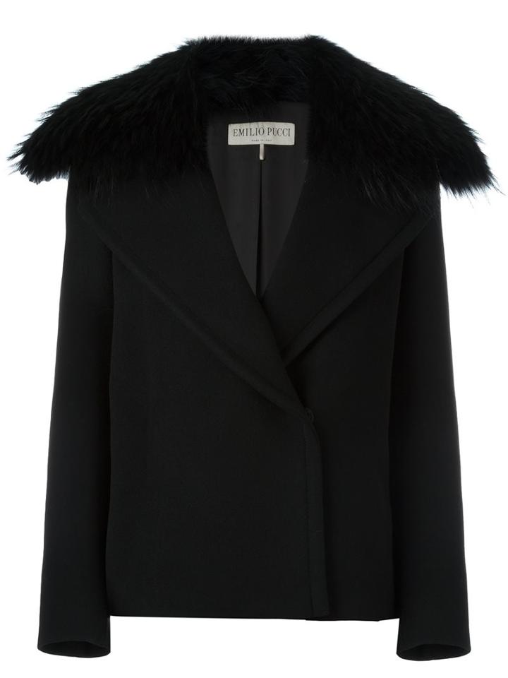 Emilio Pucci Broad Lapel Detail Jacket, Women's, Size: 36, Black, Silk/acetate/cupro/virgin Wool