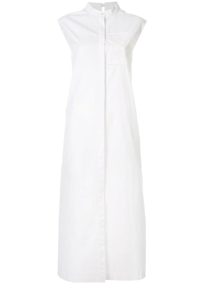 Jil Sander Embroidered Floral Patch Shirt Dress - White