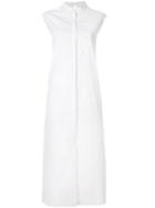 Jil Sander Embroidered Floral Patch Shirt Dress - White
