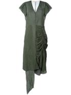 Marni Asymmetric Ruched Dress, Women's, Size: 44, Green, Viscose