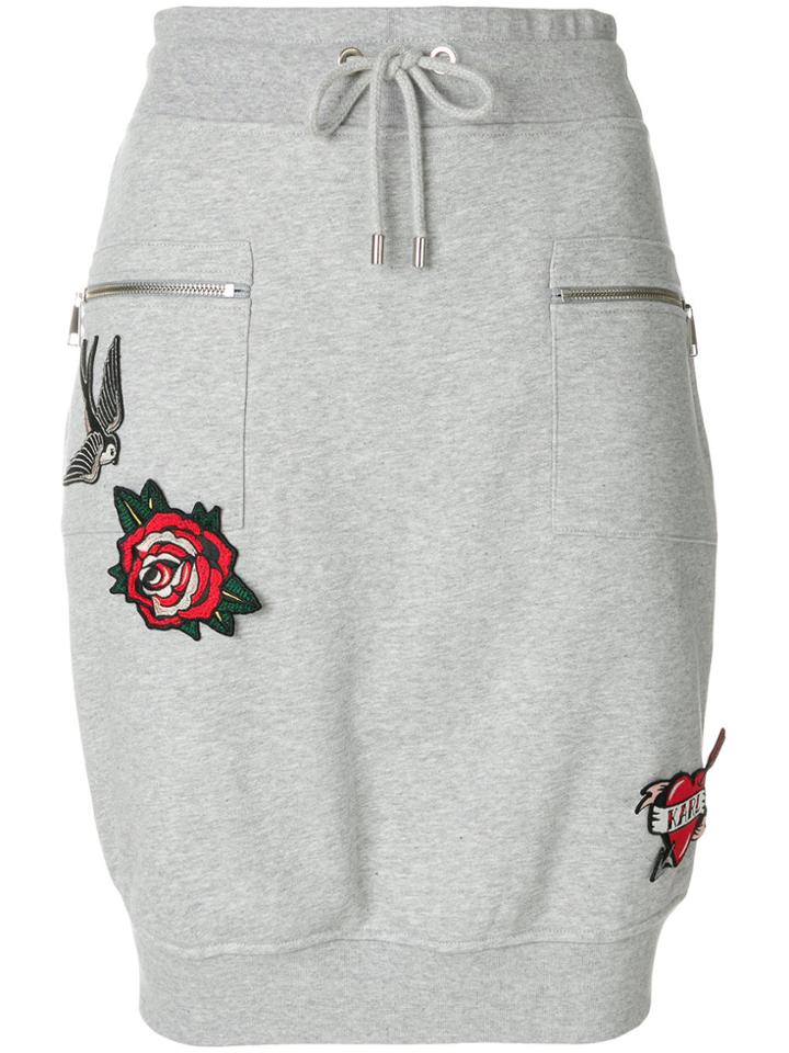 Karl Lagerfeld Applique Patch Detail Skirt - Grey