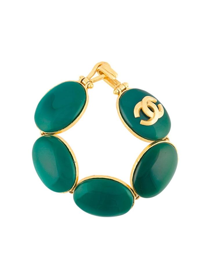 Chanel Vintage Oval Stone Bracelet - Metallic
