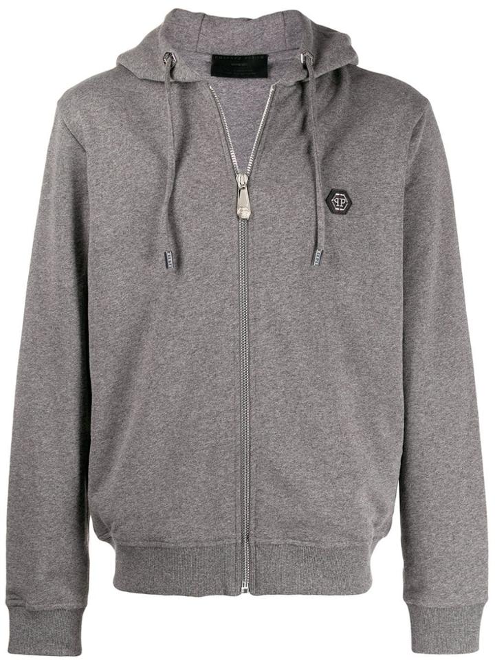 Philipp Plein Embellished Skull Hoodie - Grey