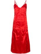 Helmut Lang Ruched Midi Dress - Red