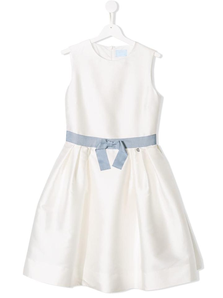 Lanvin Enfant Teen Ribbon Bow Detail Flared Dress - White