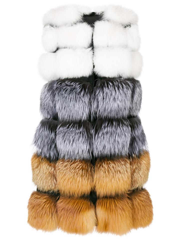 Liska Multicolour Panel Gilet - White