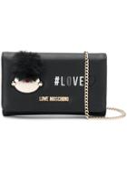 Love Moschino Pompom Detail Wallet On Chain - Black