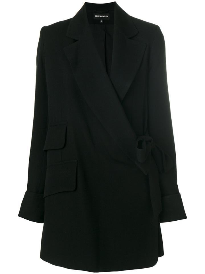 Ann Demeulemeester Wrap Long Length Blazer - Black