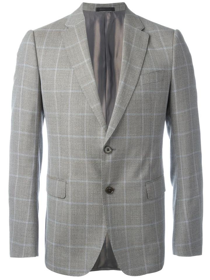 Armani Collezioni Plaid Blazer, Men's, Size: 52, Brown, Virgin Wool/acetate/viscose