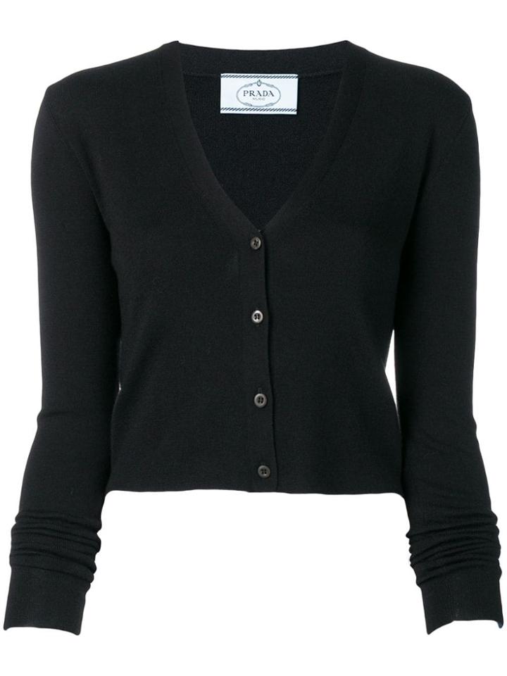 Prada Classic Cropped Cardigan - Black
