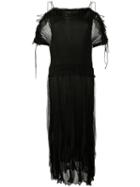 Valentino Pleated Cold-shoulder Dress, Women's, Size: Xs, Black, Viscose/polyamide/silk/spandex/elastane