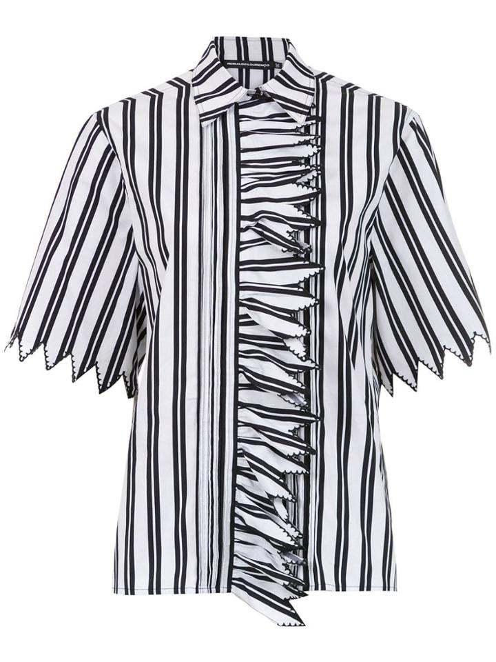 Reinaldo Lourenço Ruffled Striped Shirt - Black