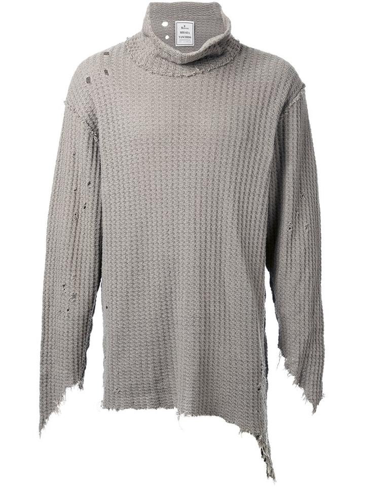 Miharayasuhiro Waffle Damaged Turtle Neck Pullover