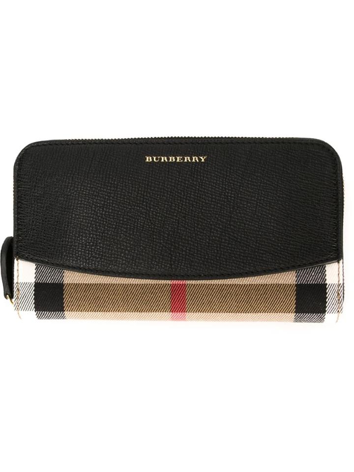 Burberry House Check Zip Around Wallet - Black