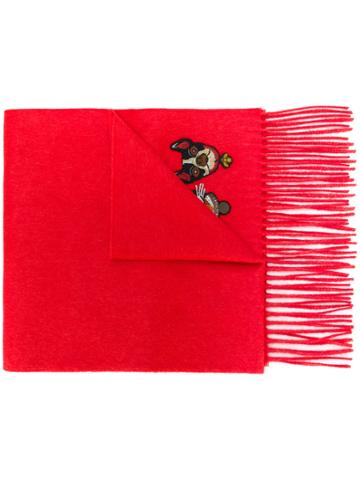 Gucci Fringed Dog Print Scarf - Red