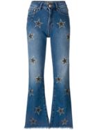 Don't Cry Cropped Flared Jeans - Blue