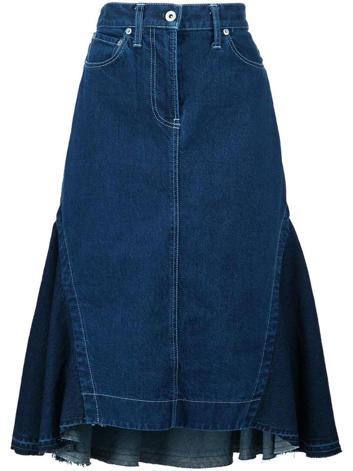 Sacai Denim Midi Skirt, Women's, Size: 1, Blue, Cotton