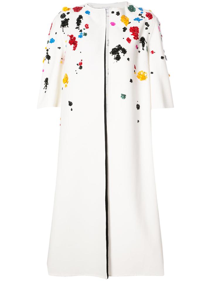 Oscar De La Renta Embroidered Coat - White