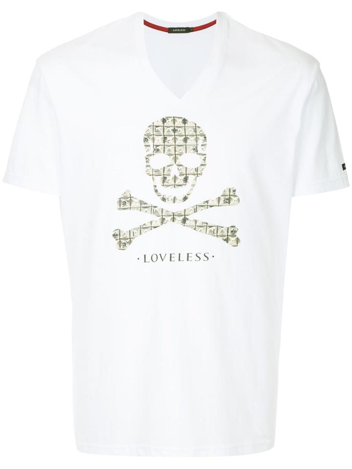 Loveless Skull And Crossbones Print T-shirt - White