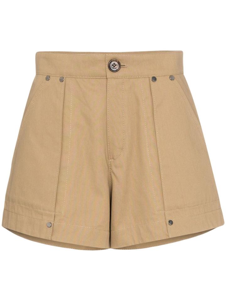 Chloé High-waisted Cotton Shorts - Brown