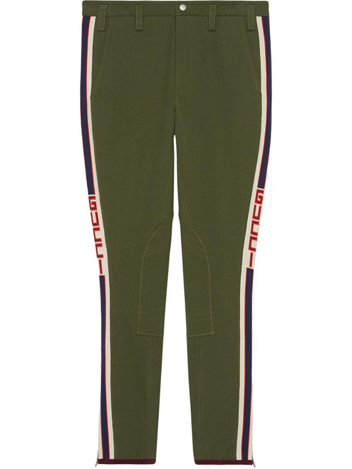 Gucci Gabardine Pants With Gucci Stripe - Green