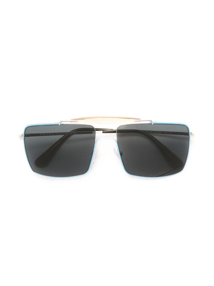 Prada Eyewear Square Frame Sunglasses, Men's, Grey, Metal (other)