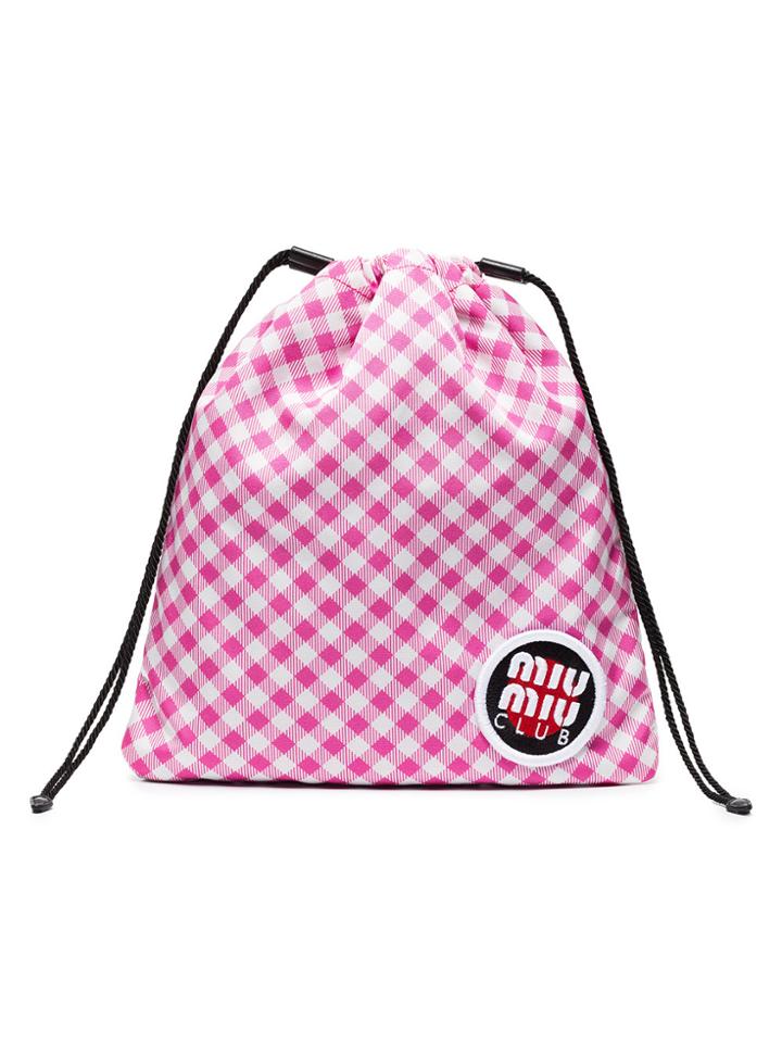Miu Miu Pink Club Patch Gingham Pouch - Pink & Purple
