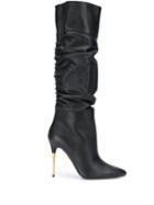 Tom Ford Ruched Calf High Boots - Black