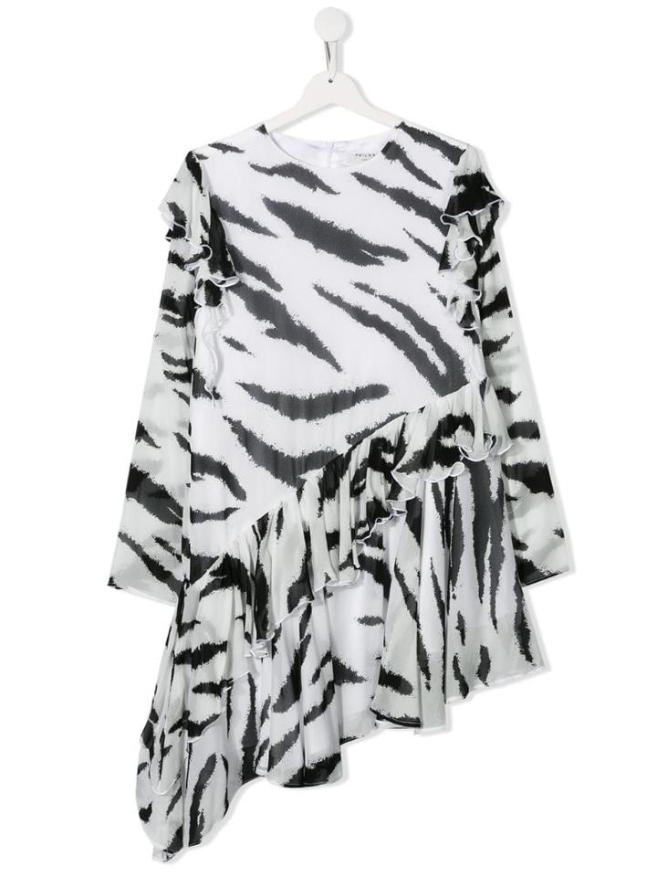 Philosophy Di Lorenzo Serafini Kids Teen Animal Print Dress - White