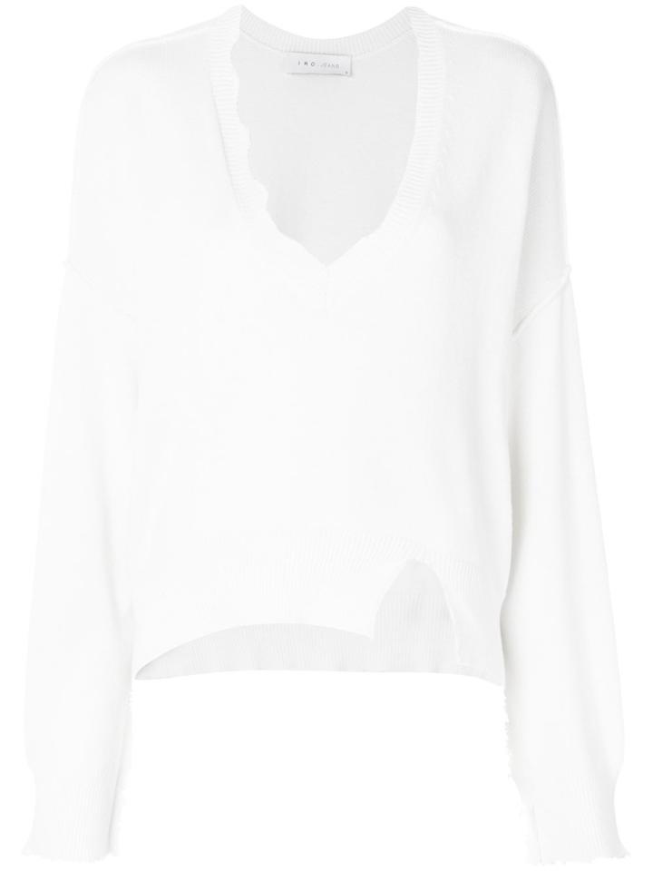 Iro Distressed Long-sleeve Sweater - White