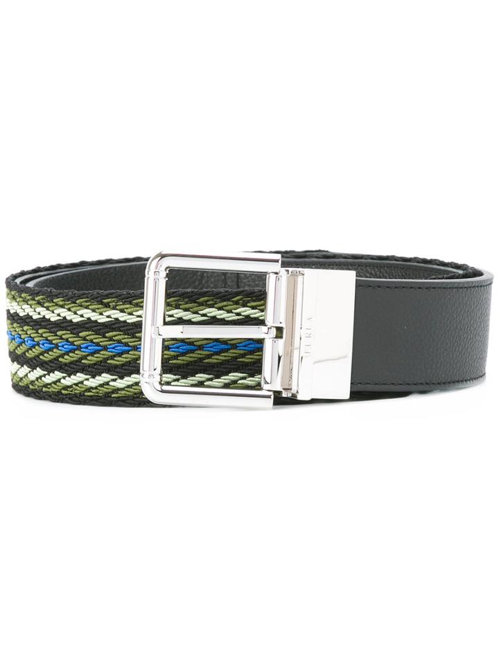 Furla Buckled Belt, Women's, Black, Cotton/calf Leather/acetate