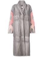 Liska Patterned Sleeve Coat - Grey