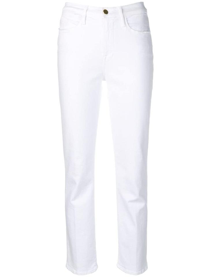 Frame Cropped Slim-fit Jeans - White