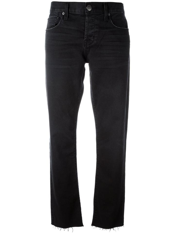 Current/elliott Cropped Straight Jeans, Women's, Size: 26, Black, Cotton/spandex/elastane
