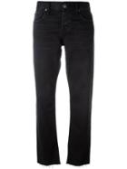 Current/elliott Cropped Straight Jeans, Women's, Size: 26, Black, Cotton/spandex/elastane