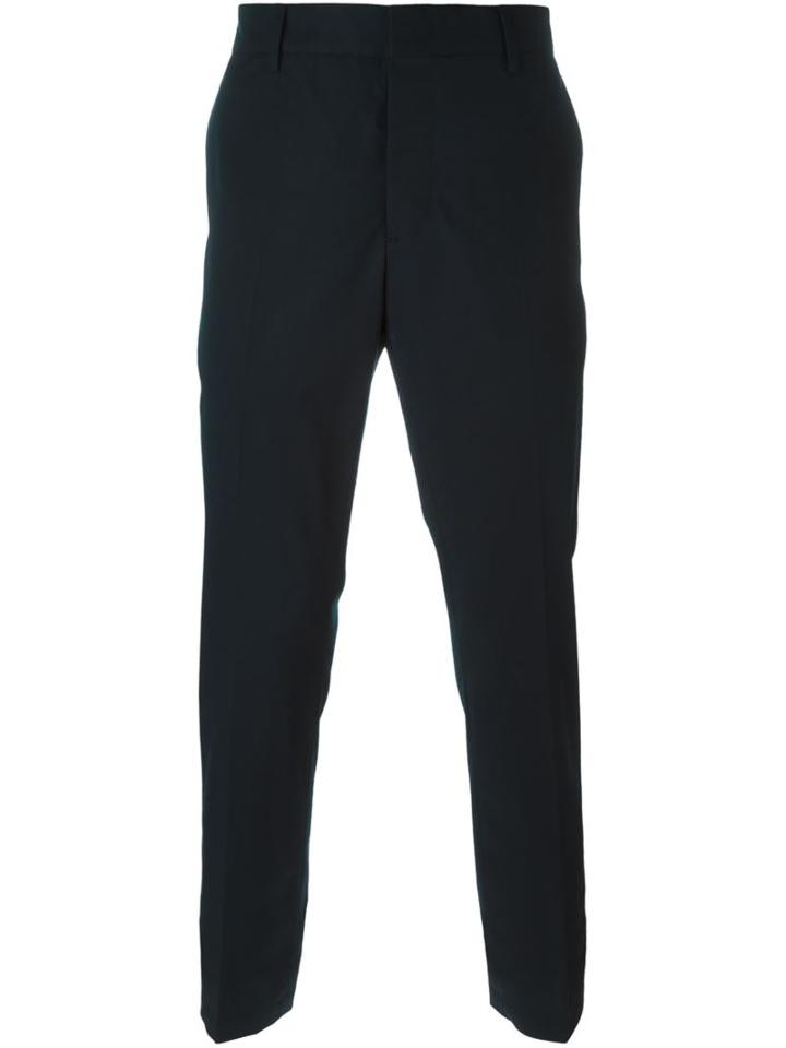 Lanvin Slim Stripe Detail Trousers, Men's, Size: 54, Blue, Cotton/viscose