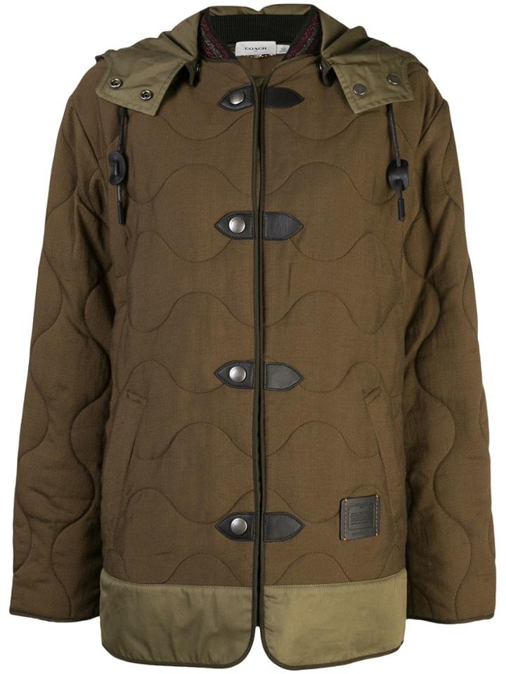 Coach Quilted Military Coat - Green