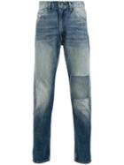 Levi's Vintage Clothing Patchwork Detail Tapered Jeans, Men's, Size: 34, Blue, Cotton
