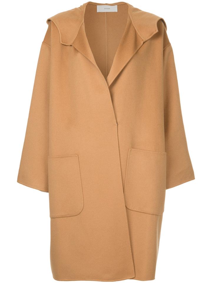 Cyclas Hooded Oversized Coat - Brown
