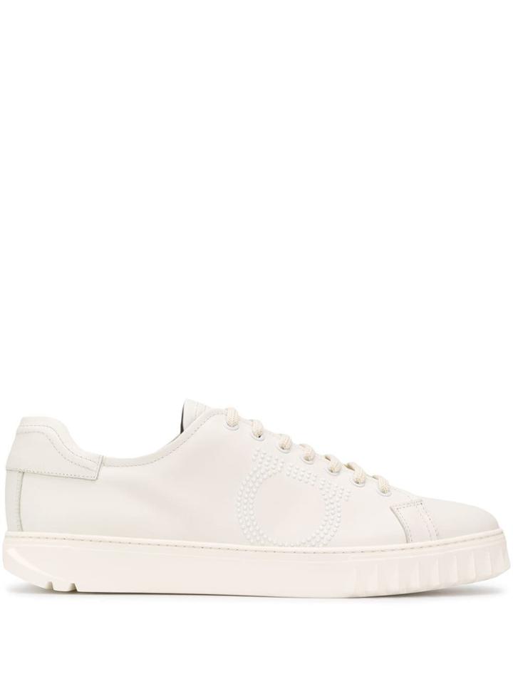 Salvatore Ferragamo Spike Sole Lace-up Sneakers - White