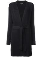 Emporio Armani Belted Knit Coat, Women's, Size: 38, Blue, Viscose/polyamide/polyester/metallic Fibre