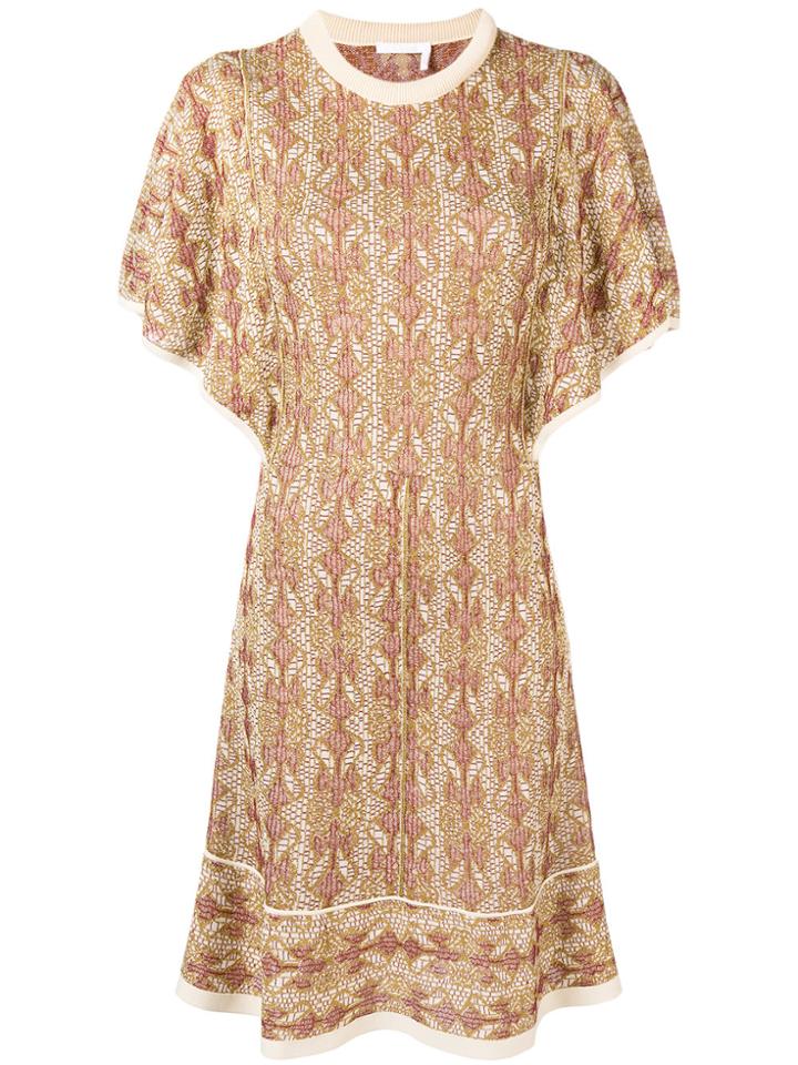 Chloé Ruffle Sleeve Sweater Dress - Yellow & Orange